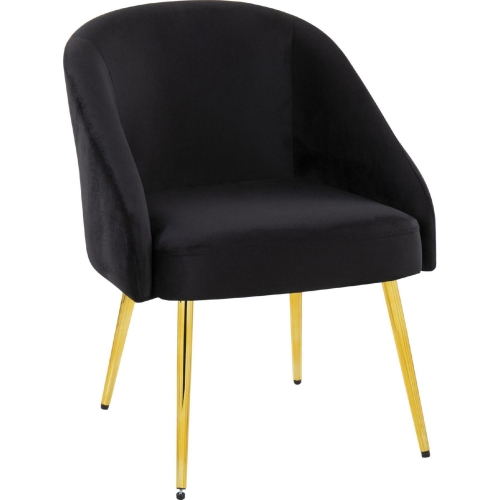 Shiraz Accent Chair in Black Velvet & Gold Metal